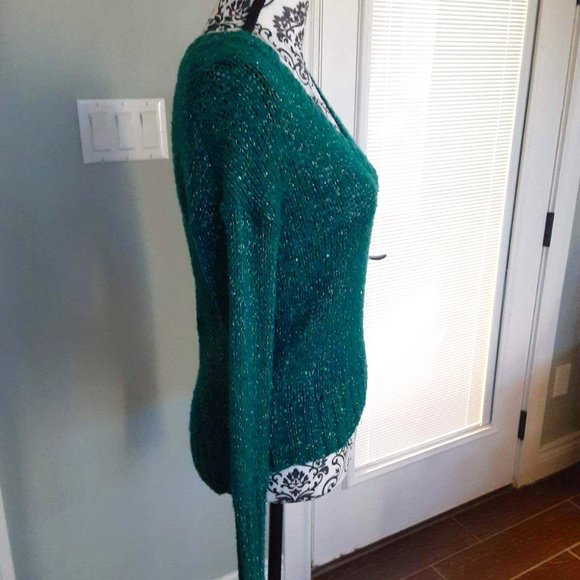 Mudd Teal green metallic high/low slouch sweater - Picture 2 of 8